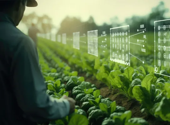 agriculteur pilotant les traitements de ses parcelles grâce à des outils numériques