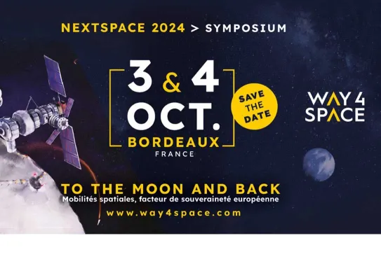 Affiche présentant le prochain SYMPOSIUM NEXTSPACE 2024, les 3 et 4 octobre 2024