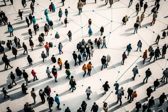 personnes en réseau foule et réseau en étoile