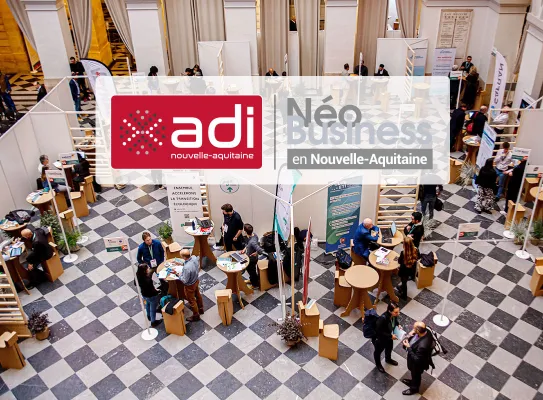 Stands des acheteurs au salon Néobusiness et logo