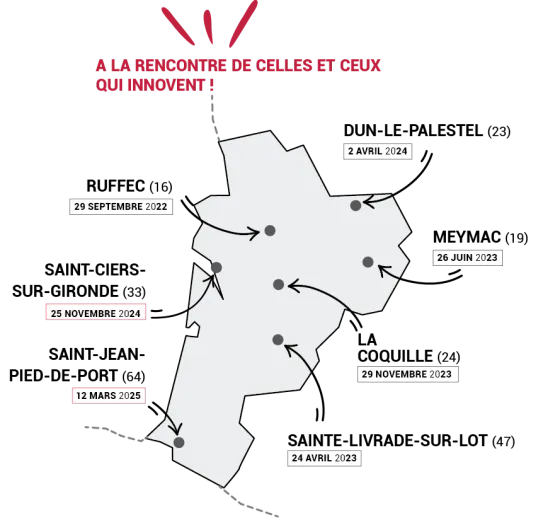 Carte des rencontres Innovez en ruralité