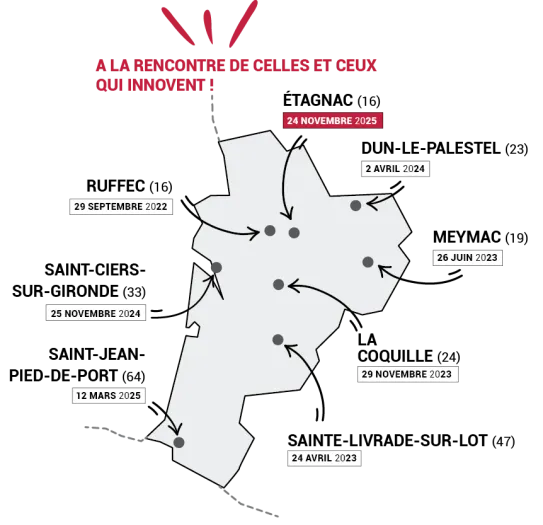 Carte des rencontres Innovez en ruralité