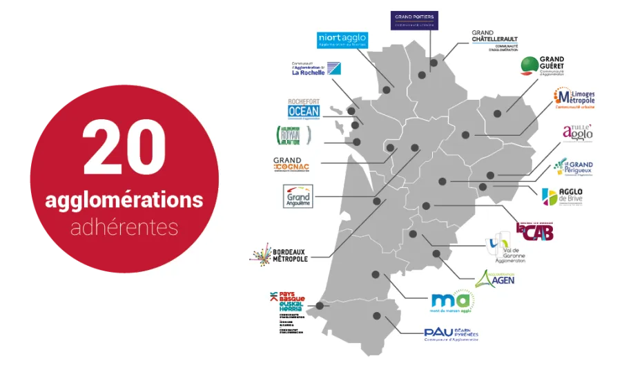 Carte des agglomérations adhérentes à ADI