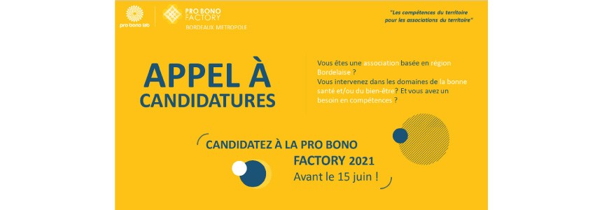 Appel à candidature Pro Bono Factory – Associations domaine bonne santé et/ou bien-être