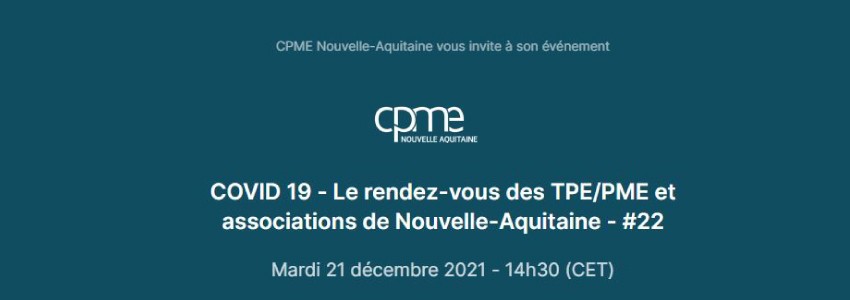 COVID 19 – Le rendez-vous des TPE/PME et associations de Nouvelle-Aquitaine